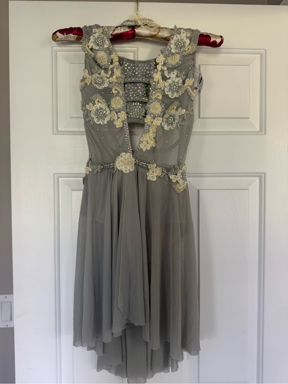 Glamour Costumes Gray and Cream Embelished Lyrical Dress